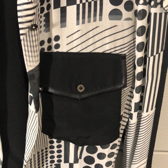 Mondo Guerra Sheer Graphic Print Button-Up Shirt - Picture 2 of 3